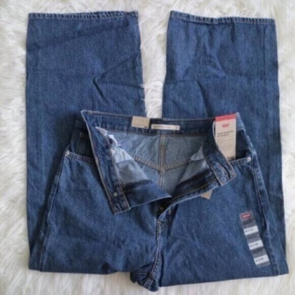 NWT Levi's High Rise Straight Leg Jeans Size 30 Cropped Denim Dark Blue Wash - Picture 5 of 10